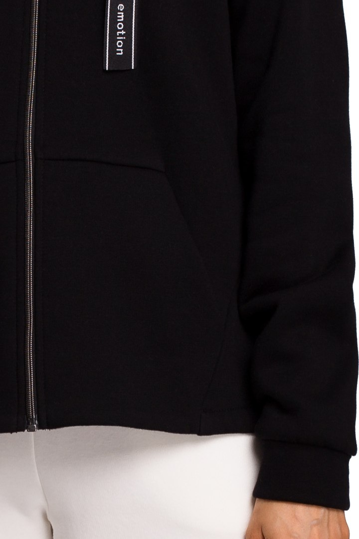 Bluza damska oversize dzianinowa z kapturem zasuwana czarna me550 Bluza damska oversize dzianinowa z kapturem zasuwana czarna me550