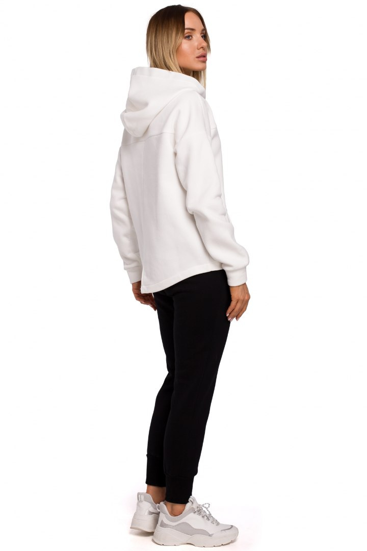 Bluza damska z kapturem zasuwana na zamek ecru me550 Bluza damska z kapturem zasuwana na zamek ecru me550