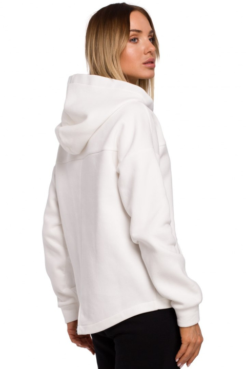 Bluza damska oversize dzianinowa z kapturem zasuwana ecru me550 Bluza damska oversize dzianinowa z kapturem zasuwana ecru me550