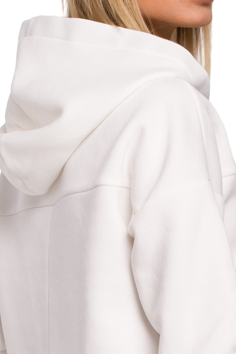 Bluza damska oversize dzianinowa z kapturem zasuwana ecru me550 Bluza damska oversize dzianinowa z kapturem zasuwana ecru me550