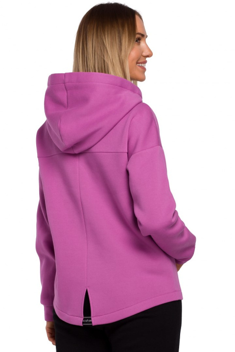 Bluza damska oversize dzianinowa z kapturem zasuwana lawendowa me550 Bluza damska oversize dzianinowa z kapturem zasuwana lawendowa me550