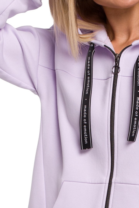 Bluza damska oversize dzianinowa z kapturem zasuwana liliowa me550 Bluza damska oversize dzianinowa z kapturem zasuwana liliowa me550