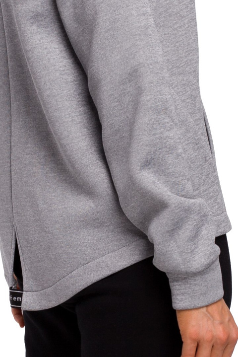 Bluza damska oversize dzianinowa z kapturem zasuwana stalowa me550 Bluza damska oversize dzianinowa z kapturem zasuwana stalowa me550