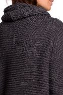Sweter damski gruby oversize z golfem i ściągaczem antracytowy BK047