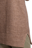 Sweter damski gruby oversize z golfem i ściągaczem cappuccino BK047
