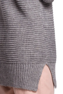 Sweter damski gruby oversize z golfem i ściągaczem szary BK047