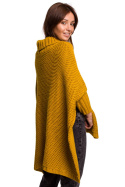 Sweter damski ponczo peleryna oversize z golfem miodowy BK049