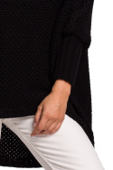 Sweter damski ponczo peleryna oversize z golfem czarny BK049