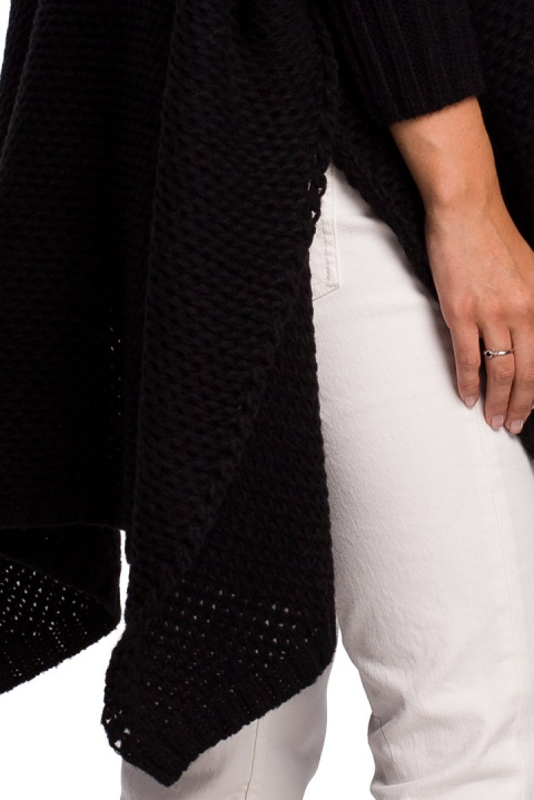 Sweter damski ponczo peleryna oversize z golfem czarny BK049 Sweter damski ponczo peleryna oversize z golfem czarny BK049