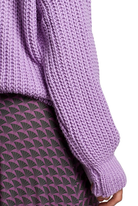 Sweter damski gruby ze ściągaczem i dekoltem pod szyję lawendowy BK045 Sweter damski gruby ze ściągaczem i dekoltem pod szyję lawendowy BK045