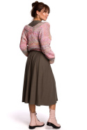 Sweter damski oversize gruby z dekoltem V kolorowy różowy BK048