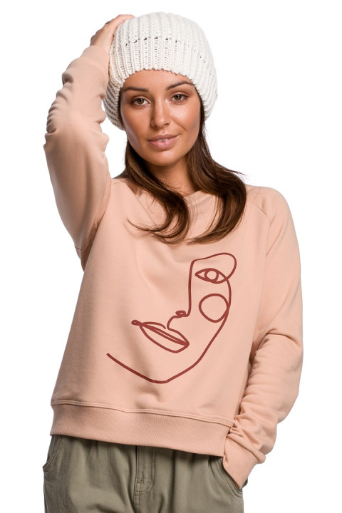 Beret zimowy damski ze splotem prążek ecru BK060 Beret zimowy damski ze splotem prążek ecru BK060