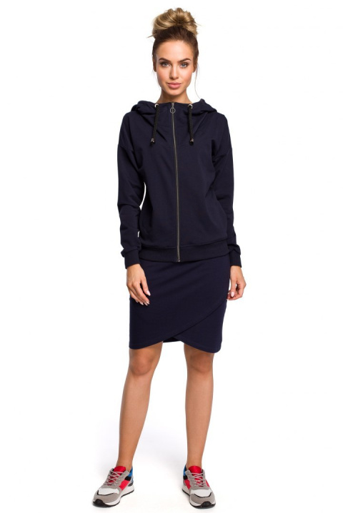 Bluza damska dresowa z kapturem zapinana na zamek granatowa rM me420 Bluza damska dresowa z kapturem zapinana na zamek granatowa rM me420