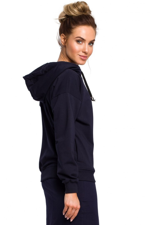 Bluza damska dresowa z kapturem zapinana na zamek granatowa rM me420 Bluza damska dresowa z kapturem zapinana na zamek granatowa rM me420