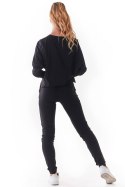Krótka bluzka damska o szerokim kroju bawełniana czarna M234