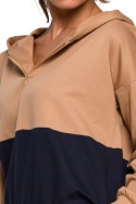 Bluza damska z kapturem dwukolorowa dresowa dzianinowa m3 S229