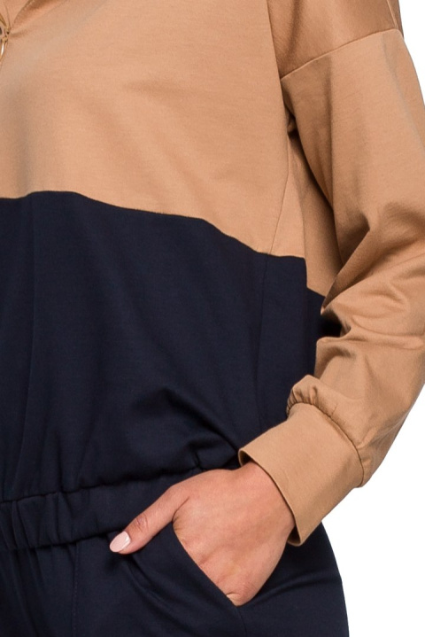 Bluza damska z kapturem dwukolorowa dresowa dzianinowa m3 S229 Bluza damska z kapturem dwukolorowa dresowa dzianinowa m3 S229