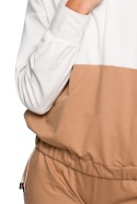 Bluza damska z kapturem dwukolorowa dresowa dzianinowa m1 S229