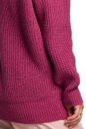 Sweter damski gruby z kimonowymi rękawami i ściągaczem wrzosowy BK052