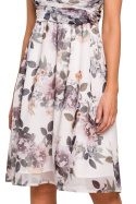 Elegancka sukienka szyfonowa w kwiaty bez rękawów dekolt V m1 rM S225