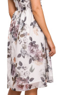 Elegancka sukienka szyfonowa w kwiaty bez rękawów dekolt V m1 rM S225