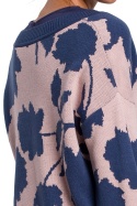 Sweter damski oversize z kimonowymi rękawami i dekoltem V m2 BK056