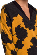 Sweter damski oversize z kimonowymi rękawami i dekoltem V m3 BK056