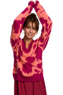 Sweter damski oversize z kimonowymi rękawami i dekoltem V m4 BK056