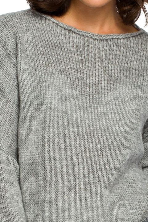 Sweter damski z kimonowymi rękawami szary BK015 Sweter damski z kimonowymi rękawami szary BK015