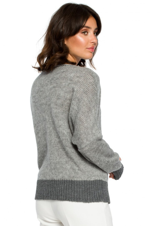 Sweter damski z kimonowymi rękawami szary BK015 Sweter damski z kimonowymi rękawami szary BK015