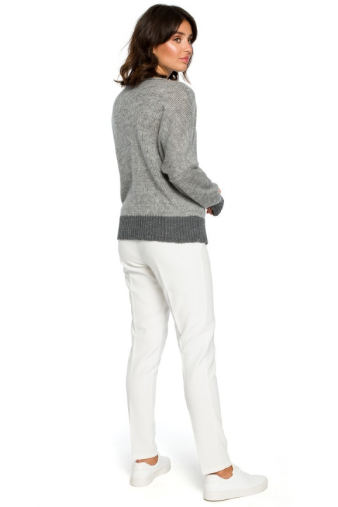 Sweter damski z kimonowymi rękawami szary BK015 Sweter damski z kimonowymi rękawami szary BK015