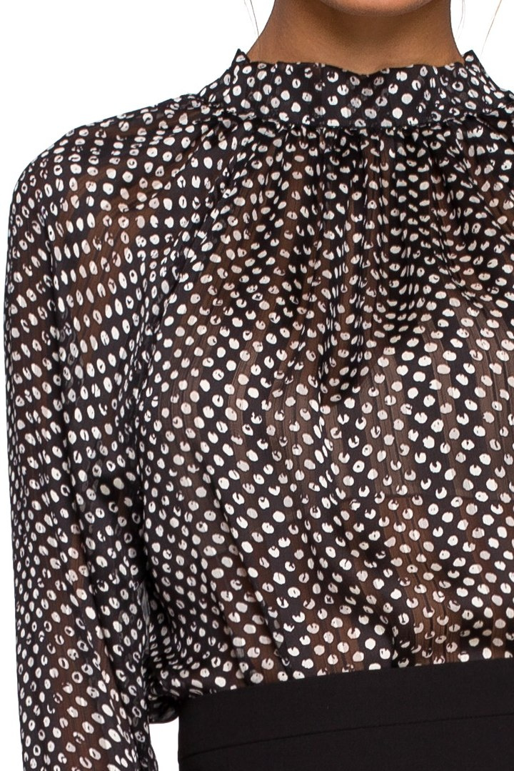 Elegancka bluzka damska szyfonowa w groszki długi rękaw m1 S235 Elegancka bluzka damska szyfonowa w groszki długi rękaw m1 S235