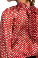 Elegancka bluzka damska szyfonowa w groszki długi rękaw m2 S235