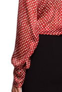 Elegancka bluzka damska szyfonowa w groszki długi rękaw m2 S235