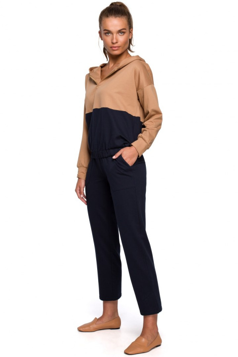 Bluza damska z kapturem dwukolorowa dresowa dzianinowa m3 S229 Bluza damska z kapturem dwukolorowa dresowa dzianinowa m3 S229
