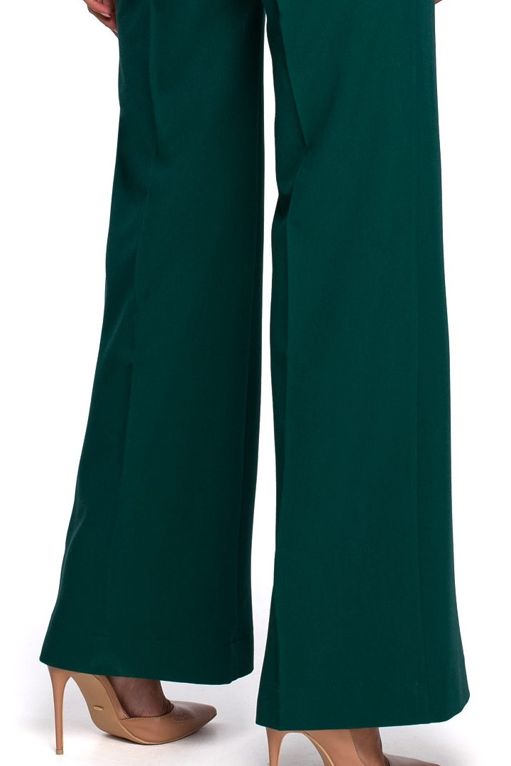 Elegancki kombinezon krótki rękaw szerokie nogawki zielony S243