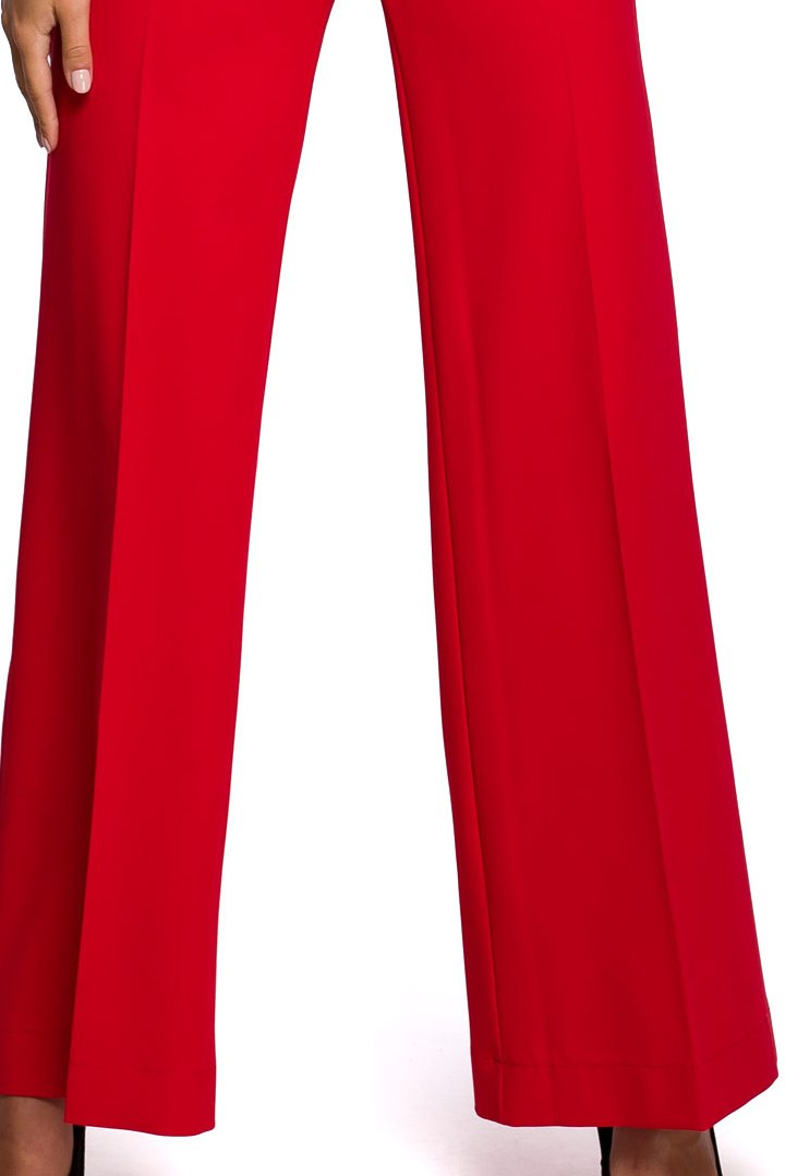 Elegancki kombinezon krótki rękaw szerokie nogawki czerwony S243