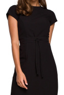 Sukienka ołówkowa bodycon z krótkim rękawem wiązana czarna S239