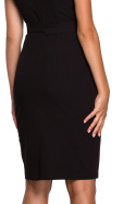 Sukienka ołówkowa bodycon z krótkim rękawem wiązana czarna S239