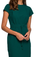 Sukienka ołówkowa bodycon z krótkim rękawem wiązana zielona S239