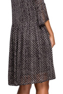 Sukienka rozkloszowana midi szyfonowa z falbaną w groszki m1 S237
