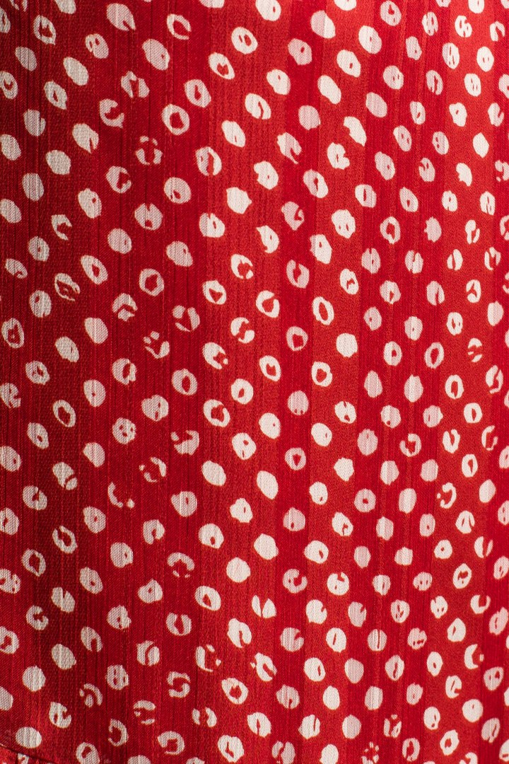 Sukienka rozkloszowana midi szyfonowa z falbaną w groszki m2 S237