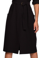 Sukienka szmizjerka midi z paskiem zapinana na guziki czarna S230