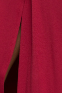 Sukienka rozkloszowana z wiskozy długi rękaw rozcięcie wiśniowa S234