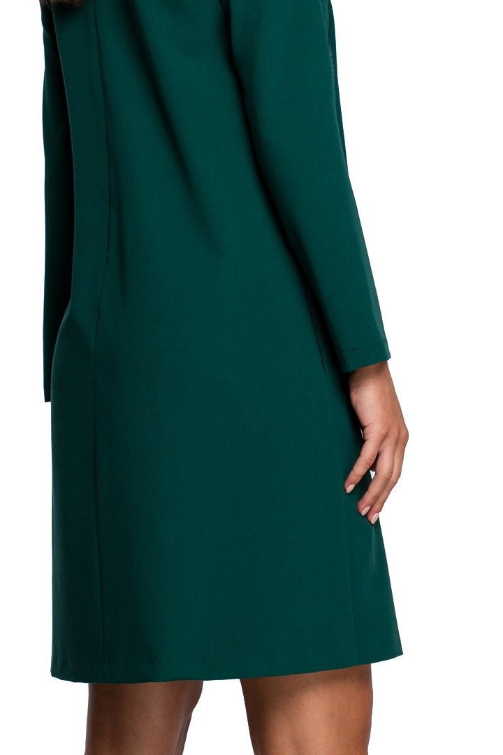 Elegancka sukienka trapezowa z długim rękawem dekolt V zielona S233 Elegancka sukienka trapezowa z długim rękawem dekolt V zielona S233