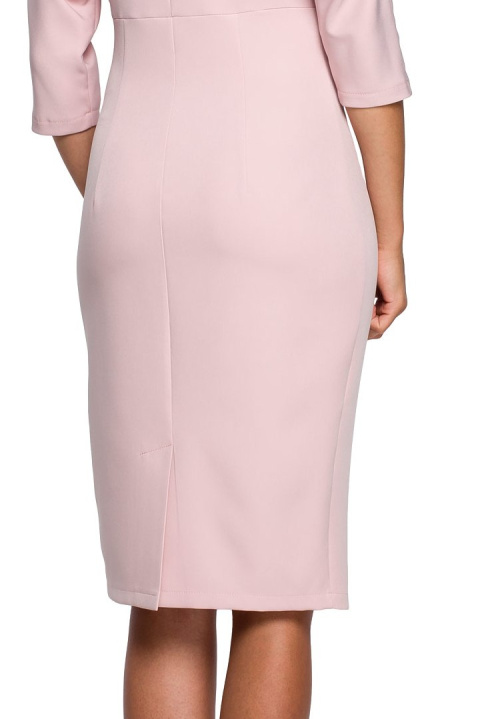 Elegancka sukienka ołówkowa midi krótki kimonowy rękaw pudrowa S242 Elegancka sukienka ołówkowa midi krótki kimonowy rękaw pudrowa S242