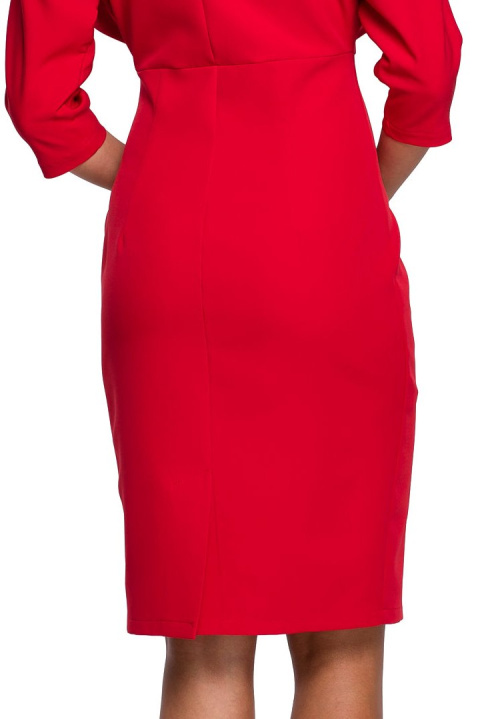 Elegancka sukienka ołówkowa midi krótki kimonowy rękaw czerwona S242 Elegancka sukienka ołówkowa midi krótki kimonowy rękaw czerwona S242
