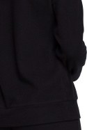 Luźny sweter damski bawełniany z dekoltem w serek czarny S246