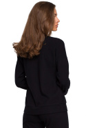 Luźny sweter damski bawełniany z dekoltem w serek czarny S246