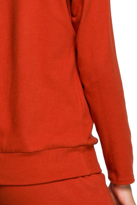 Luźny sweter damski bawełniany z dekoltem w serek rudy S246 Luźny sweter damski bawełniany z dekoltem w serek rudy S246